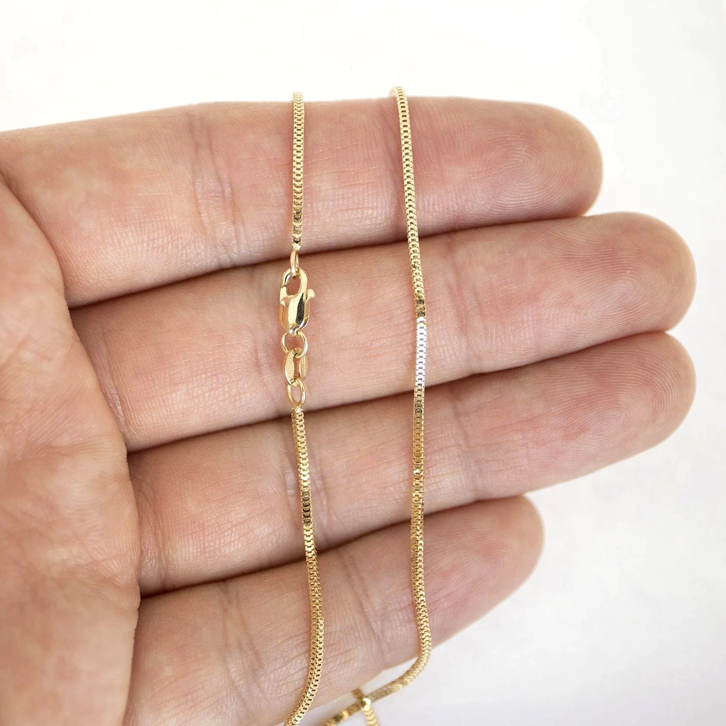 1mm 14K Solid Gold Box Chain
