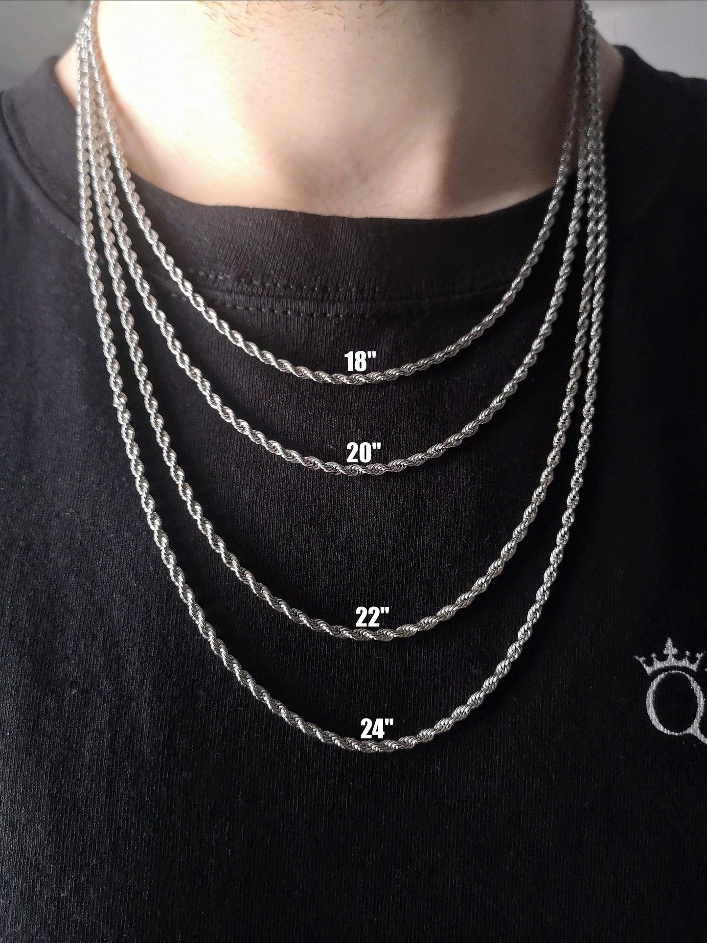 2mm Sterling Silver Rope Chain