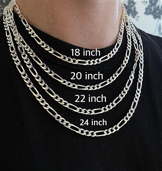 2.5/3.5mm Silver Figaro Chain