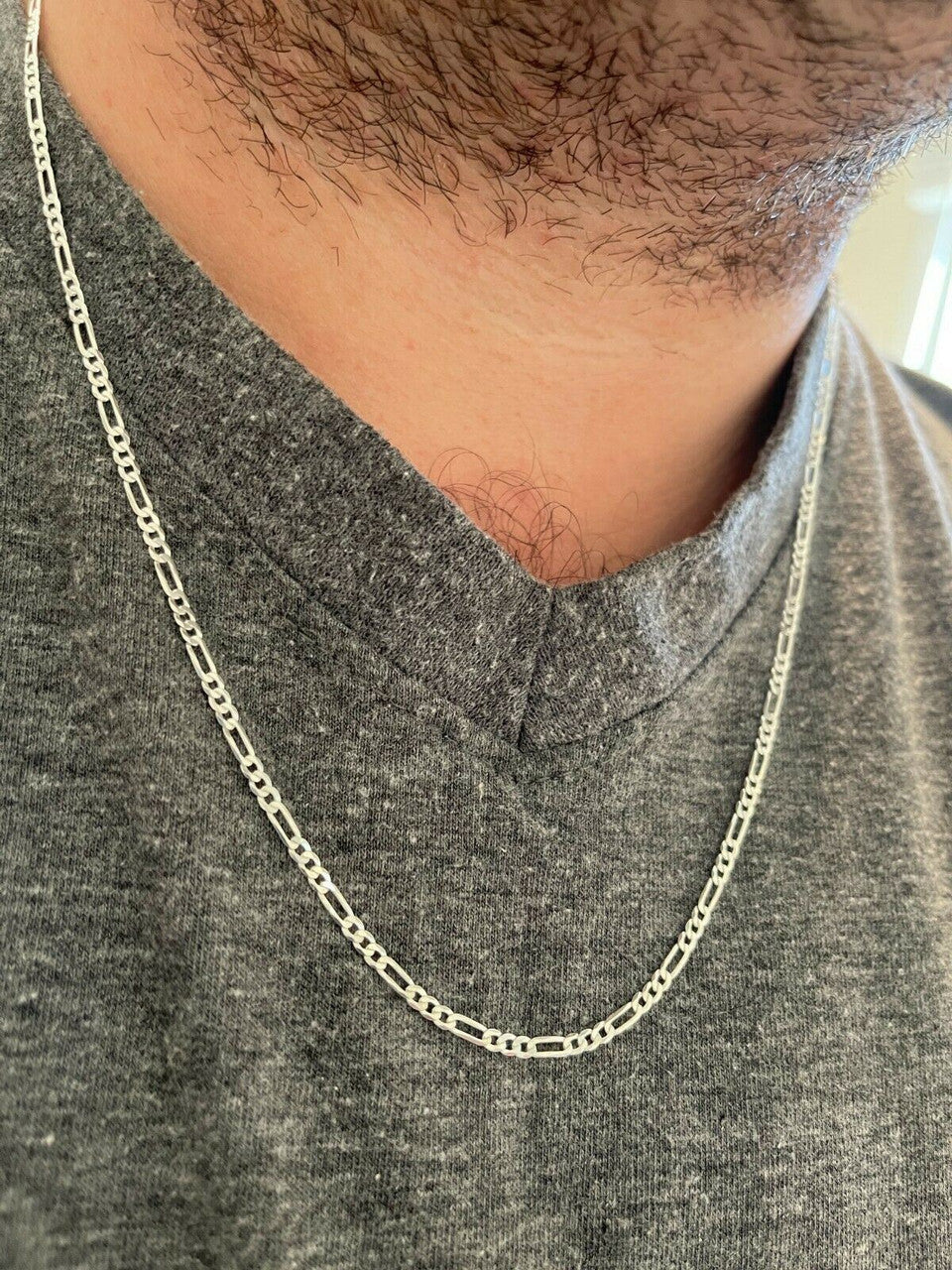2.5/3.5mm Silver Figaro Chain