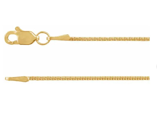 1mm 14K Solid Gold Box Chain